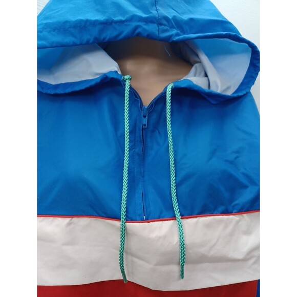 VIP Mens Pullover Navyblue Windbreaker Raincoat Nylon Jacket Pockets Sz XL - Picture 3 of 10